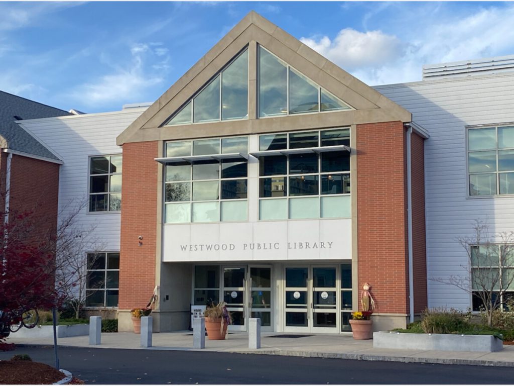 Front of the Westwood Public Library building